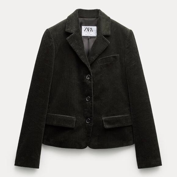 Zara Womens Limited Edition Courdoury Blazer Jacket Large Dark Olive Green - Picture 13 of 14